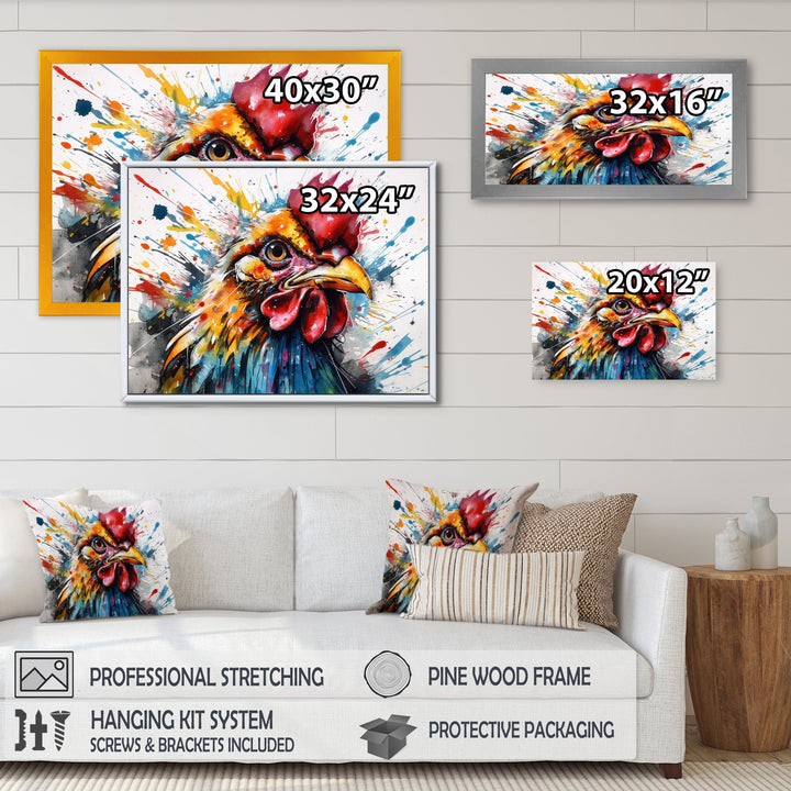 Colorful Humor Caricature Chicken Portrait - Chicken Wall Art Prints