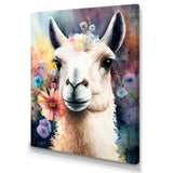 Portrait Llama Portrait With Flowers - Llama Living Room Wall Art