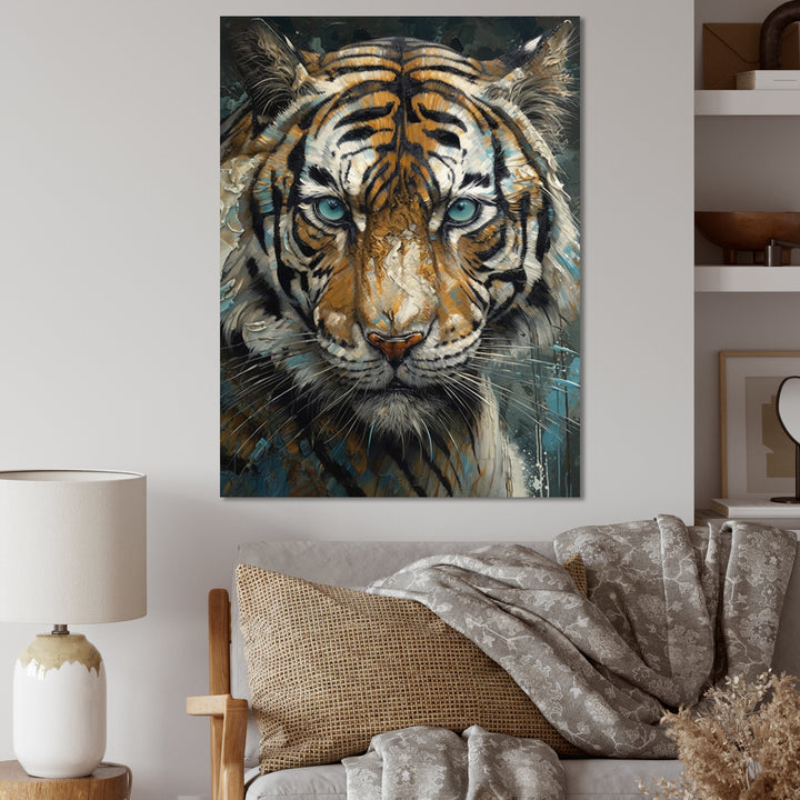 Yellow Tiger Portrait - Tiger Canvas Wall Art