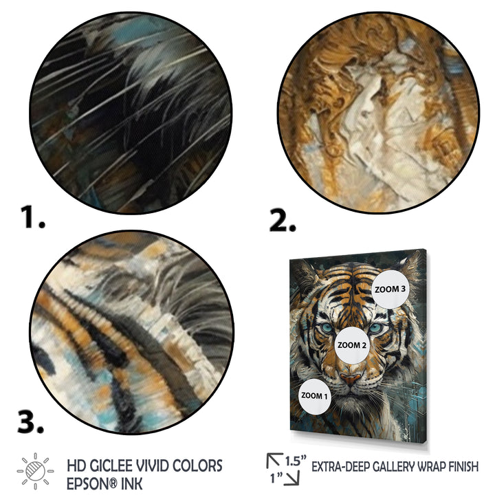 Yellow Tiger Portrait - Tiger Canvas Wall Art