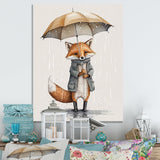 Cute Fox With Umbrella Rainy Day - Fox Wall Decor