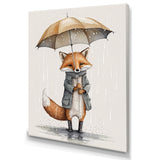 Cute Fox With Umbrella Rainy Day - Fox Wall Decor