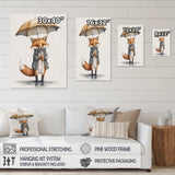 Cute Fox With Umbrella Rainy Day - Fox Wall Decor