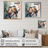 Blue Birds Sitting On Tree Branch III - Animals Canvas Wall Art