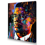 Malcolm X Illustration I - Portrait Canvas Wall Art