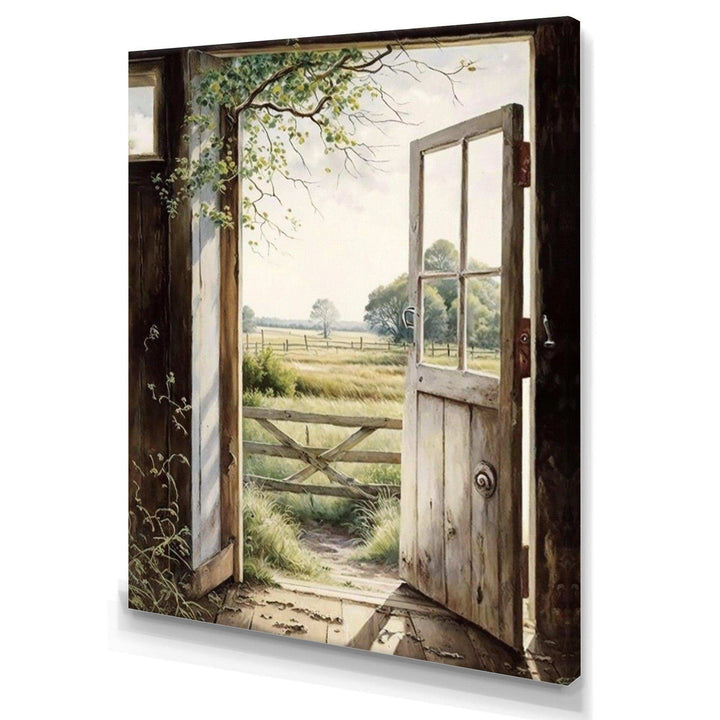 View From A Cottage Country Door II - Farm Canvas Wall Art