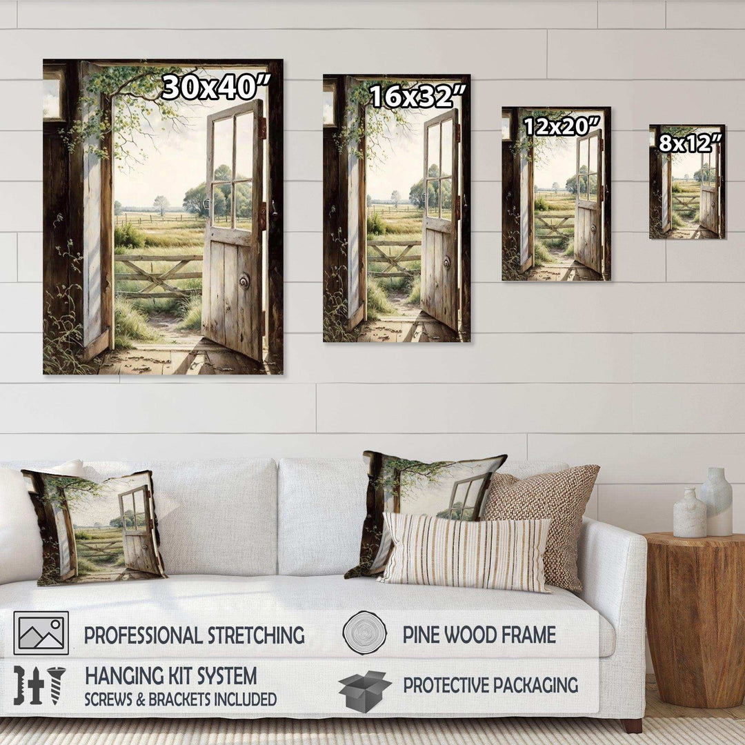 View From A Cottage Country Door II - Farm Canvas Wall Art