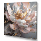 Marble Pink Gold Peony Flower III - Floral Canvas Wall Art