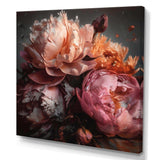 Orange Pink Peonies Blooming - Floral Canvas Wall Art