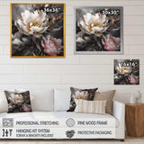 Pink Grey Peonies Blooming II - Floral Canvas Wall Art