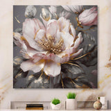 Pink Grey Peonies Blooming III - Floral Canvas Wall Art