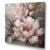 Pink Grey Peonies Elegance I - Floral Canvas Wall Art