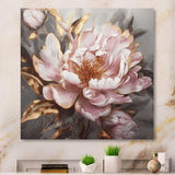 Pink Gold Peonies Petals - Floral Canvas Wall Art