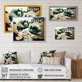 Gold And Green Poppy Floral Euphoria I - Floral Canvas Wall Art