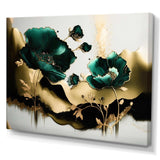 Gold And Green Poppy Floral Euphoria II - Floral Canvas Wall Art