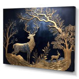 Golden Deer In Forest II - Landscapes Canvas Wall Art