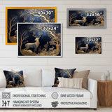 Golden Deer In Forest II - Landscapes Canvas Wall Art