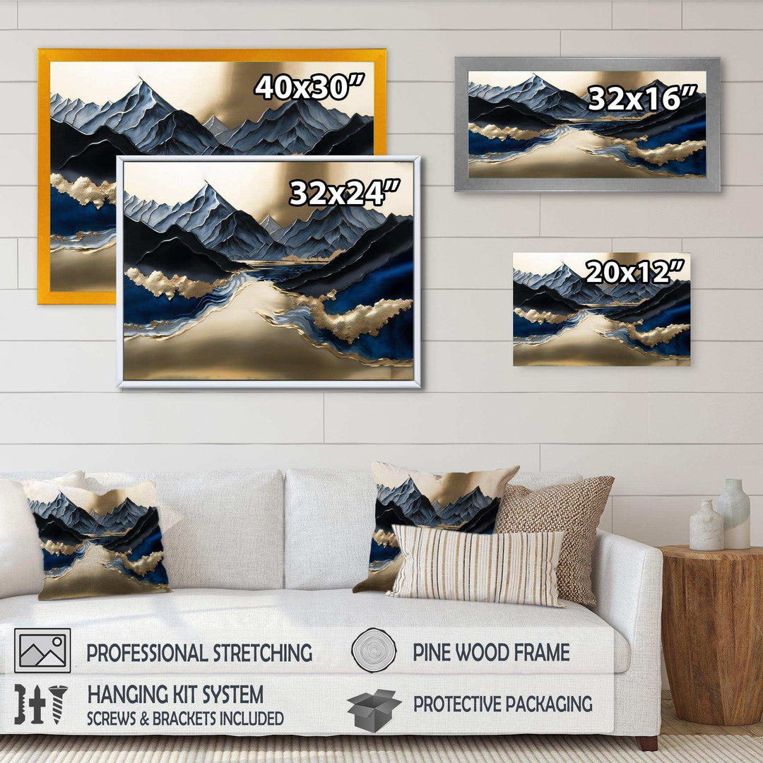 Golden Mountains And River - Landscapes Canvas Wall Art