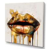 Gold Lips Of Luxury I - Fashion Canvas Wall Art