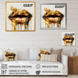 Gold Lips Of Luxury I - Fashion Canvas Wall Art