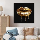 Gold Lips Of Luxury V - Fashion Canvas Wall Art