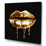 Gold Lips Of Luxury V - Fashion Canvas Wall Art