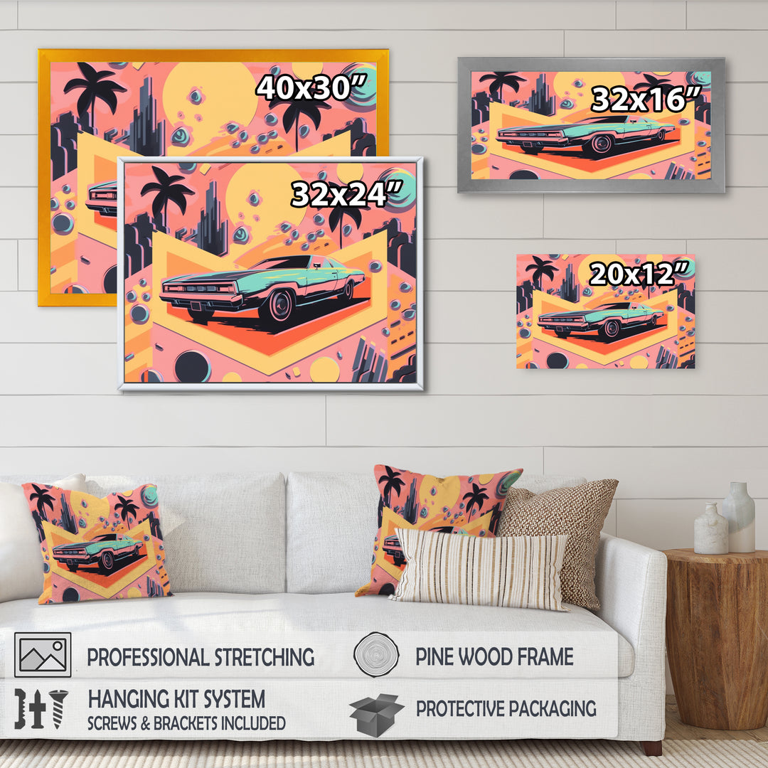 80s Groovy Cars I - Cars Retro Canvas Wall Art