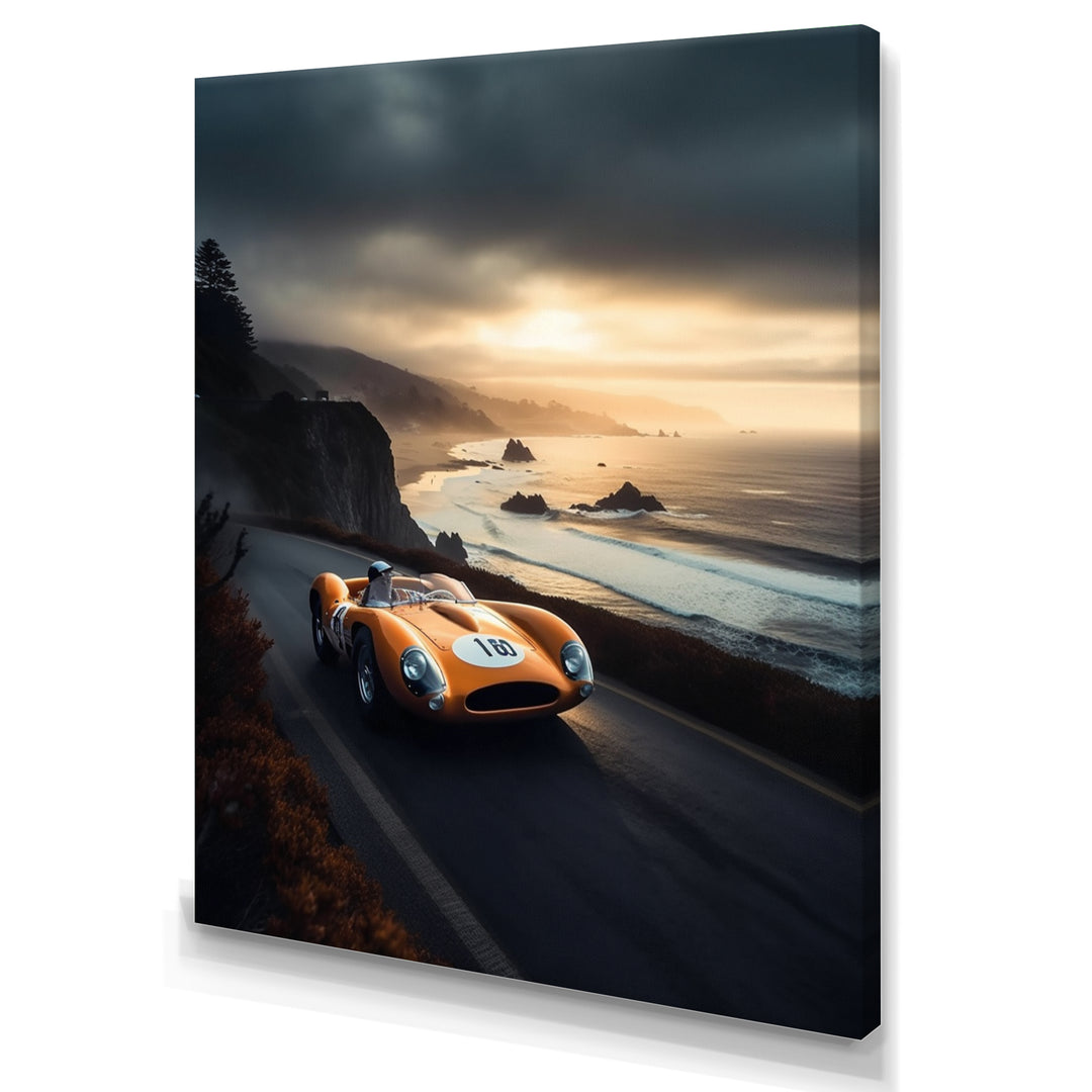 Orange And Black Artistic Tributes To Retro Cars - Cars Retro Canvas Wall Art