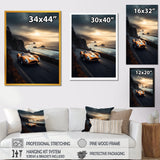 Orange And Black Artistic Tributes To Retro Cars - Cars Retro Canvas Wall Art