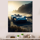 Blue And Grey Artistic Tributes To Retro Cars - Cars Retro Canvas Wall Art