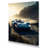 Blue And Grey Artistic Tributes To Retro Cars - Cars Retro Canvas Wall Art