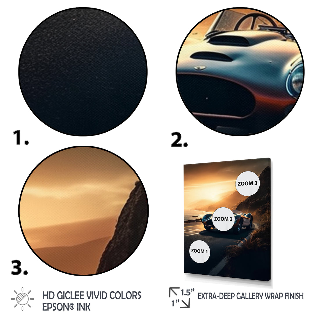 Yellow And Black Artistic Tributes To Retro Cars - Cars Retro Canvas Wall Art