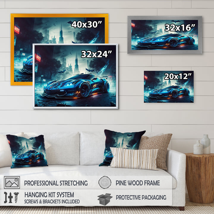 Blue And Black Exotic Car Velocity I - Cars Race Exotic Canvas Wall Art