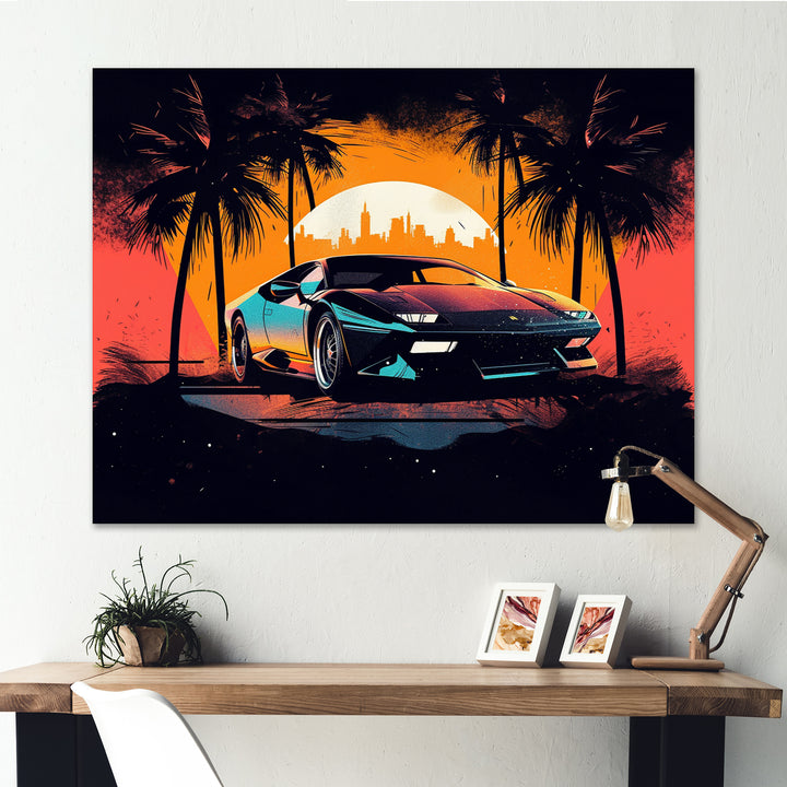 Yellow And Grey Race Car Elegance I - Cars Retro Canvas Wall Art