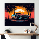 Yellow And Grey Race Car Elegance I - Cars Retro Canvas Wall Art
