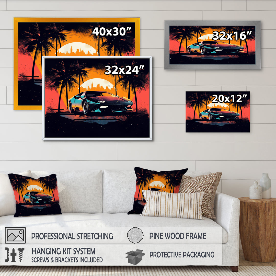 Yellow And Grey Race Car Elegance I - Cars Retro Canvas Wall Art