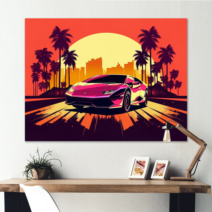 Red And Grey Race Car Elegance I - Cars Retro Canvas Wall Art