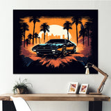 Lambo Fast Car Sunset - Cars Retro Canvas Wall Art