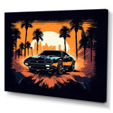 Lambo Fast Car Sunset - Cars Retro Canvas Wall Art