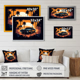 Lambo Fast Car Sunset - Cars Retro Canvas Wall Art