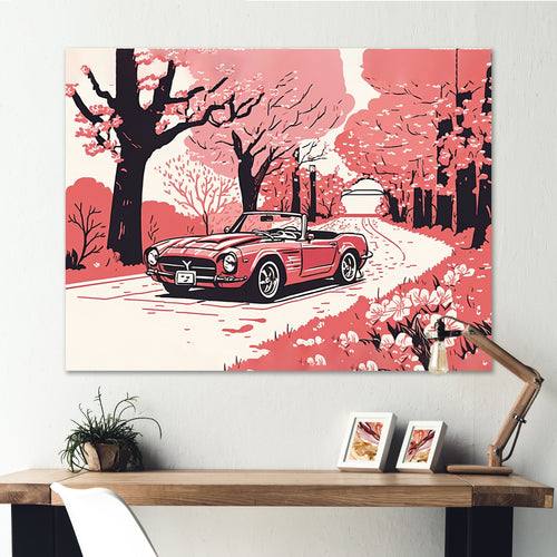 Red And Cream Essence Of Retro Car I - Cars Retro Canvas Wall Art