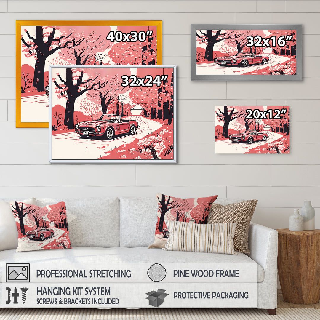 Red And Cream Essence Of Retro Car I - Cars Retro Canvas Wall Art