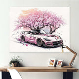 Pink And Cream Essence Of Retro Car - Performing Arts Canvas Wall Art