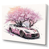 Pink And Cream Essence Of Retro Car - Performing Arts Canvas Wall Art