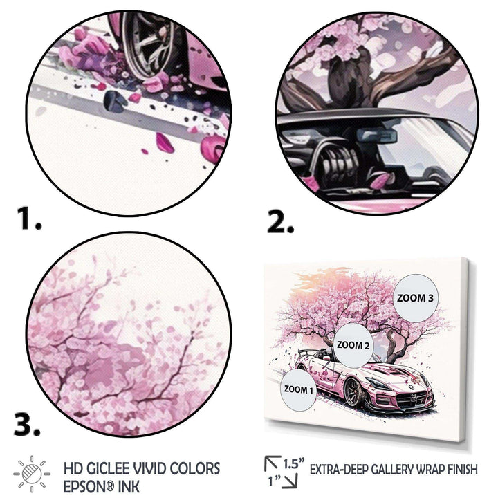 Pink And Cream Essence Of Retro Car - Performing Arts Canvas Wall Art