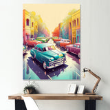 Red And Cream Retro Roadsters - Cars Retro Canvas Wall Art