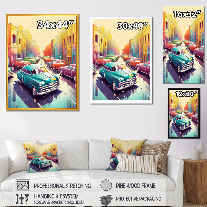 Red And Cream Retro Roadsters - Cars Retro Canvas Wall Art