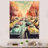 Green And Red Retro Roadsters - Cars Retro Canvas Wall Art