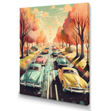 Green And Red Retro Roadsters - Cars Retro Canvas Wall Art
