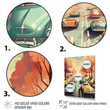 Green And Red Retro Roadsters - Cars Retro Canvas Wall Art